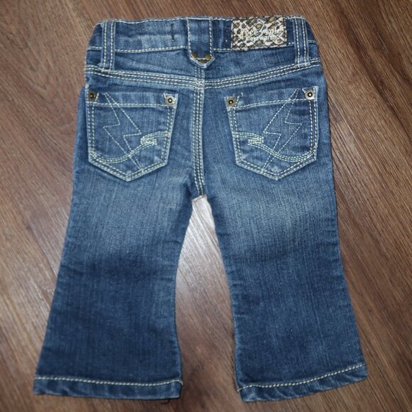Girls Infant Freestyle Revolution Flare Leg Stretch Denim Cheetah Trim Jeans 12m - Picture 3 of 5